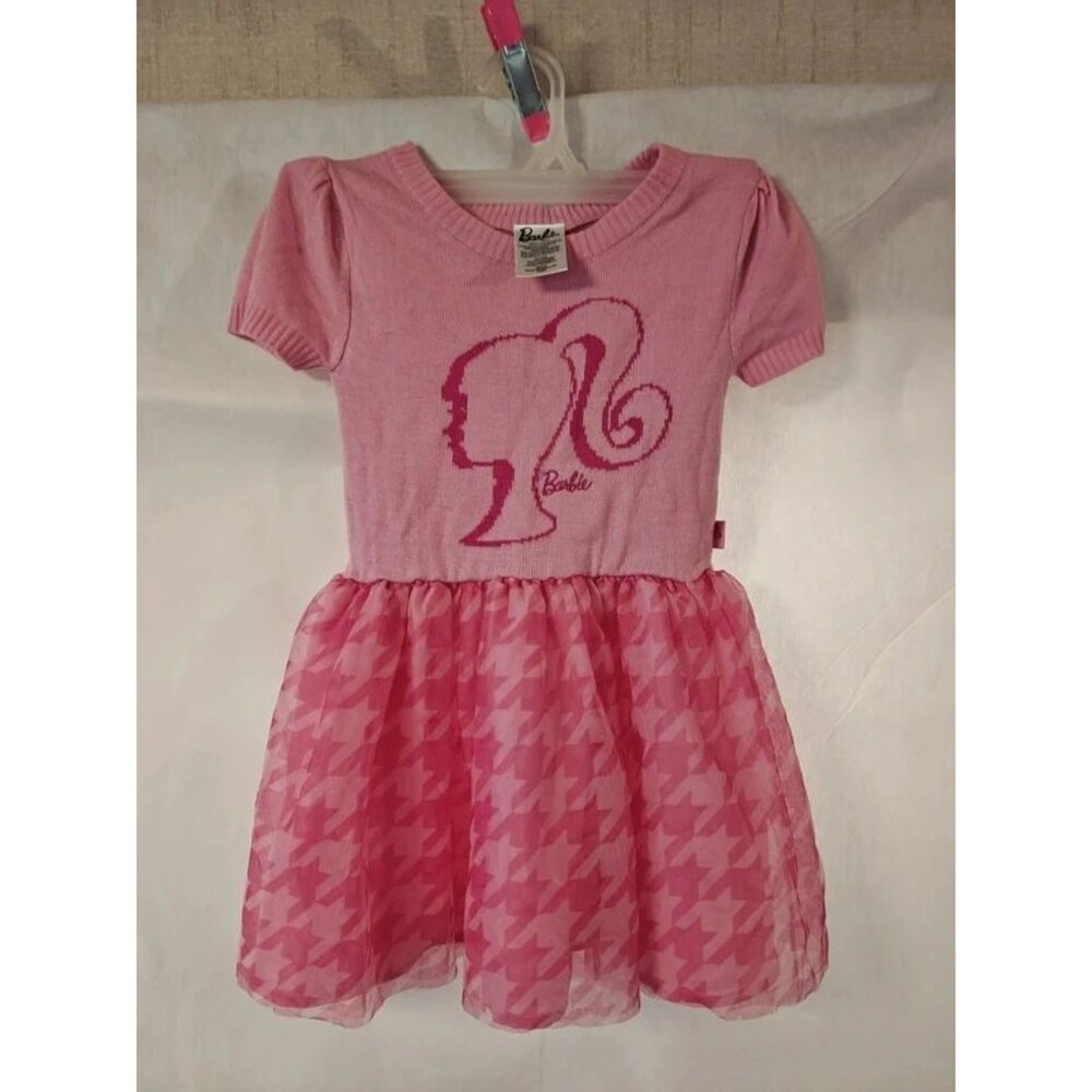 Official Barbie Kids Pink Houndstooth Dress